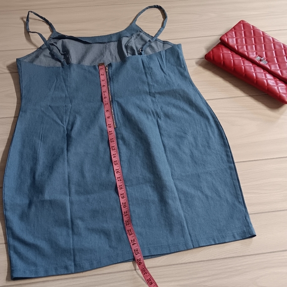 Plus Size Women Elegant Basic Denim Sleeveless Bodycon Slip Dress - Picture 9 of 12